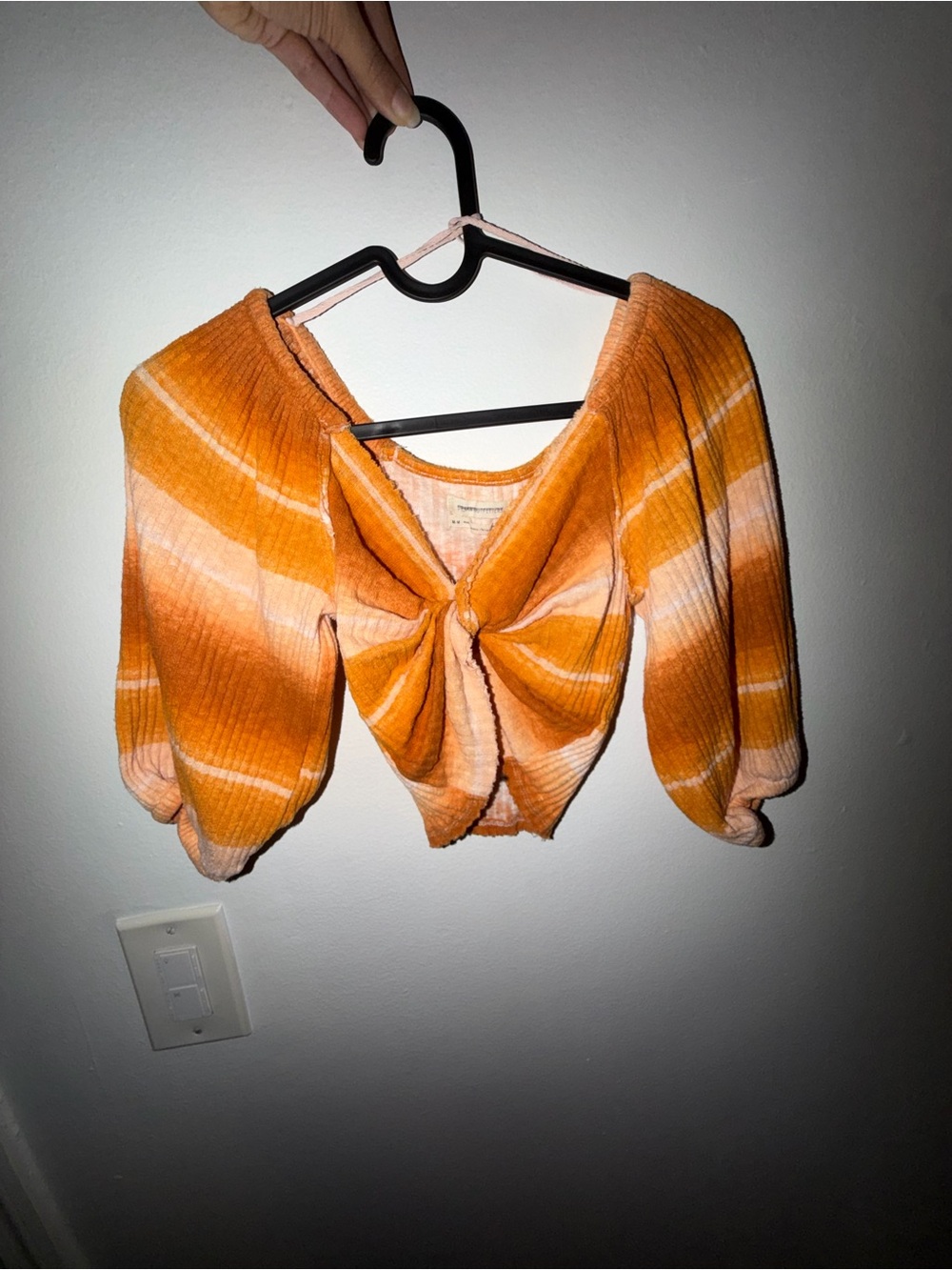 Urban Outfitters Orange Striped Twist-Front Ribbed Crop Top